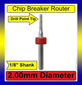 2.00mm Router Bit Carbide 1/8" Shank Chip Breaker Drill Point 1 Piece MDF urc156 - Picture 1 of 5