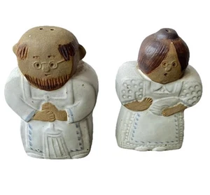 Fitz & Floyd Folk Farmers Salt/ Pepper Primitive Japan Hand Painted 1960’s Amish - Picture 1 of 9