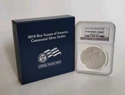 2010-P Boy Scouts  Centennial Silver Dollar Proof NGC PF-69 Ultra Cameo w/ Box   - Image 1 of 4
