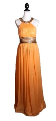 Adrianna Papell Dress Gown Greek Empire Regency Goddess Maxi 100% SILK SZ 10 - Image 1 of 4