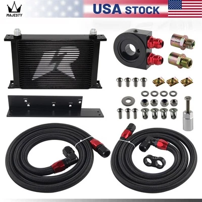 24 Row Core Oil Cooler Kit Bolt On For Nissan Z33 03-08 350Z FAIRLADY 370Z Z34  - Image 1 of 4