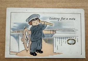 Antique Comic Humor Romance Postcard~ Sailor Boy~ Looking For A Mate - Picture 1 of 2