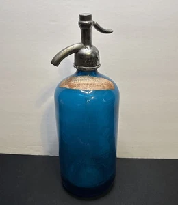 Vintage Rare Warwick Beverage Co Seltzer Bottle Brooklyn New York Blue - Picture 1 of 10