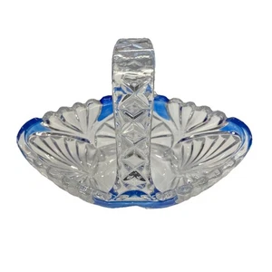 Anna Hutte Bleikristall Germany 24% Lead Crystal Blue Flash Acccents Basket - Picture 1 of 7