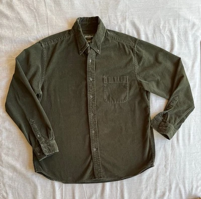 Camisa Eddie Bauer Para Hombres L Pana Bolsillo Algodón Botón Informal Manga Larga Verde Foto 1 de 4