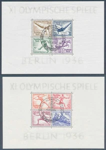 ALEMANIA 1936 OLIMPIADAS, Cpl XF+ Juego de sábanas de recuerdo canceladas primer día, fútbol - Imagen 1 de 5