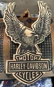 HARLEY DAVIDSON EAGLE WOODEN Decorative PLAQUE 23” X 13” - Picture 1 of 2