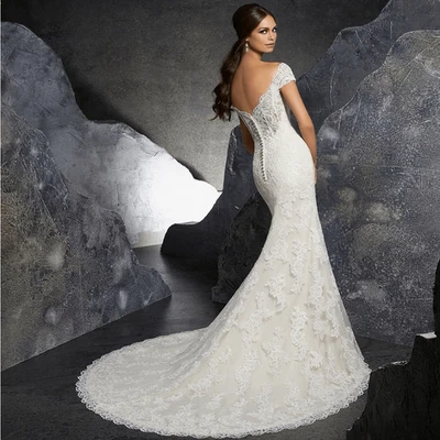 Свадебное платье Mori Lee | 4 | Kindsry кружевное с открытыми плечами кремовое - Изображение 1 из 4