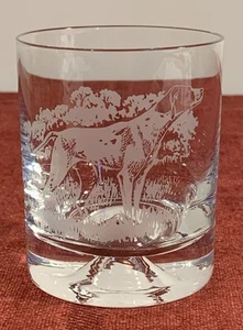 Whiskey Tumbler Glass, Etched English Pointer Dog, App 10cm Tall - Picture 1 of 6