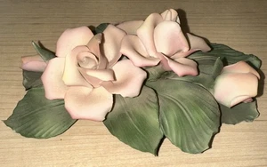 Figura Flor Porcelana Italiana Napoleón Capodimonte Rosa De Colección - Imagen 1 de 5