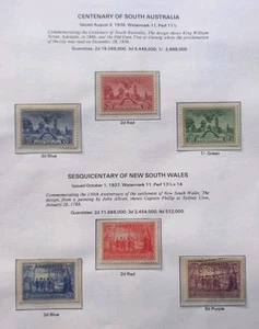 1938 Australia Centenary of South Australia/150th NSW Sets, MNH, MH, Used - Picture 1 of 2