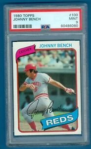 1980 TOPPS Baseball #100 JOHNNY BENCH REDS PSA 9 MINT (Centered)