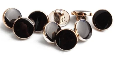 10 Kunststoffknöpfe mit Emaille 11mm schwarz rund Ösenknöpfe zum annähen basteln - Bild 1 von 4