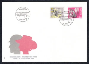 Suiza Sobre Primer Dia FDC Yvert 1325/6 Sellos Ordinarios 1989 - Imagen 1 de 1