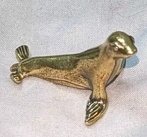 Sello Miniatura Estatuilla Oro Antiguo Lustre Océano Bebé Criatura Marina Estatua Retro - Imagen 1 de 23