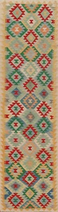 Traditional Hand-woven Wool Kilim Reversible Runner Tribal Rug 2' 8" x 12' 9" - Picture 1 of 13