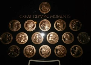 RARE Set of (17) Olympic Moments Olympiad Coins W/ Display Holder - Picture 1 of 3
