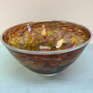 Studio Artglass Bowl Signed 10” Diameter 2003 - Imagen 1 de 6