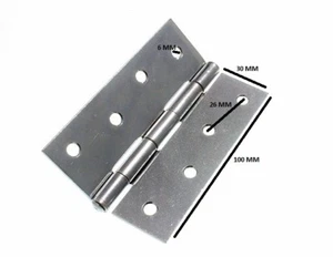 Butt Hinge Door Gate BBZP Zinc Plated Steel 100mm 4 Inch + Screws 3 Pairs - Picture 1 of 1