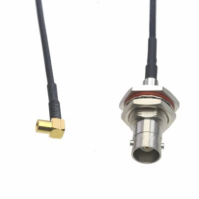 RF Cable BNC female nut bulkhead to MCX jack 90° angle RG316 6"~10FT GPS antenna - Image 1 of 4