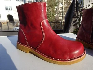 GRÜNBEIN SUSANNE II Damen Schuhe Stiefel Leder Krepp Rot Portugal Gr.37 Neuw - Bild 1 von 16