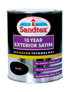 Sandtex 10 Year Exterior Satin Paint 2.5L Black For Exterior Wood & Metal - Picture 1 of 1