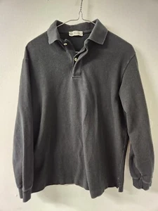 Rare Loro Piana Black Pique Cotton Long Sleeve Polo Sweater Medium Made In Italy - Picture 1 of 8