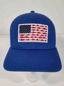 Columbia Fish Flag PFG Mesh Snapback Trucker Hat Cap Blue White Fishing Outdoor - Picture 1 of 6