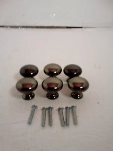 Lot of 2 Sets of 6 ~12 Total ~ Cabinet/Door Drawer Pull Knobs Gunmetal w/Screws - Picture 1 of 4