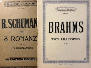Due spartiti Brahms rapsodie op 79 Schumann tre romanze op 28 pianoforte - Foto 1 di 2