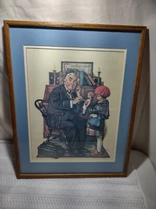 Impresión en lienzo Norman Rockwell Doctor and the Doll enmarcada 18”x 13” de colección 1982/1930 - Imagen 1 de 7
