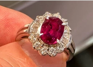 Exquisite 2.11ct Ruby & Diamond Platinum Ring GIA - Picture 1 of 12