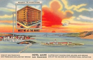 San Francisco California CA Hotel Manx Powell Street 7A-H1004 Linen Postcard - Picture 1 of 2
