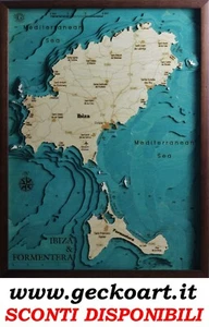 Ibiza und Formentera Karte Karte 3D Modernes Bild Map Chart www.geckoart.it - Bild 1 von 30