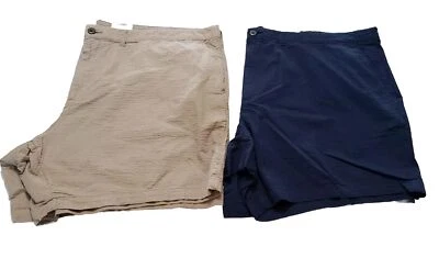  Big Men's Shorts Size 50 Navy & Beige Lot Of 2 Seersucker,Above The Knee - Image 1 of 4
