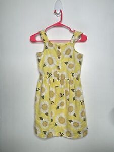 Carters Kid Sunflower Tank Dress Girls Size 12 Yellow 55% Linen Sleeveless