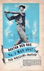 Página de póster vintage de la revista de béisbol Ted Williams de los Medias Rojas de Boston 1947 - Imagen 1 de 1
