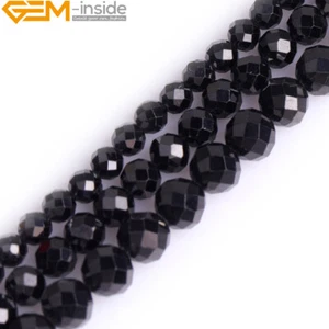 AAA Grade Black Spinel Natural Gemstone Loose Beads For Jewelry Making 15'' - Picture 1 of 32