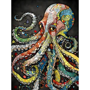 Hinter Oktopus Augen Aquarell Pastell Tentakel Kritzel Muster Kunstdruck 18x24" - Bild 1 von 5