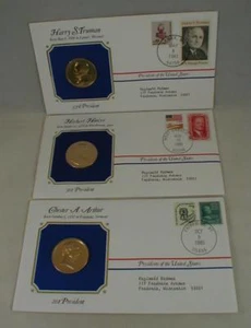 Lote de 3 medallas presidenciales con sobres FDC de colección Truman Hoover President - Imagen 1 de 4