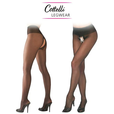 Cottelli Collection Legwear Sexy Suspender Tights Clotchless Collant Ouvert - Bild 1 von 4