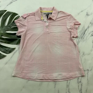 Jamie Sadock Damen Golf Shirt Größe M weiß rosa kariert Kurzarm Stretch - Bild 1 von 11