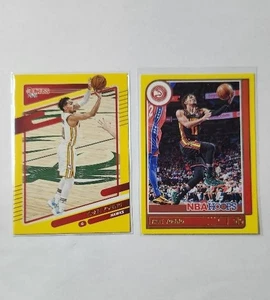 2021-22 Panini NBA Hoops & Donruss Basketball Trae Young Yellow Flood 2 Card Lot - Picture 1 of 4