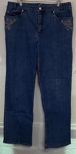 Pendleton Jeans Damen Größe 18 Blau Blumen Bestickt Bootcut - Bild 1 von 10