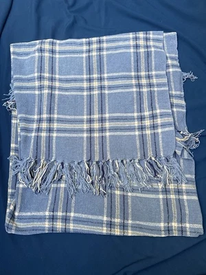 Ralph Lauren Throw Blanket Blue Plaid Nice 77” X 57” - Image 1 of 4