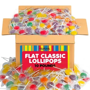 Lollipops Individually Wrapped - 10 Pounds - Approx. 400 Lollis - Bulk Flat C... - Picture 1 of 7