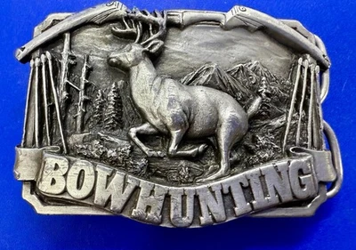 BOWHUNTING Bowhunter Deer Hunting Sports Vintage 1994 Bergamot Belt Buckle - Image 1 of 4