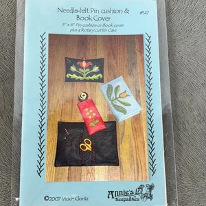 Needle Felt 5" x 8" Pin Cushion & Book Cover Craft Pattern Wool Felt Felted wool - Picture 1 of 2