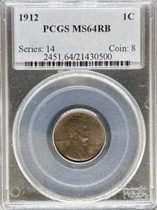 1912 Lincoln Cent MS64RB PCGS (#PA21430500) - Bild 1 von 2