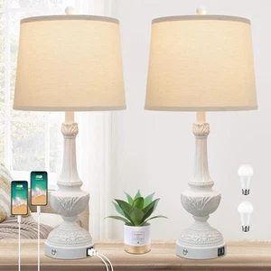28'' Table Lamps Set of 2 3-Way Dimmable Touch Control Bedside Lamps with USB... - Picture 1 of 6